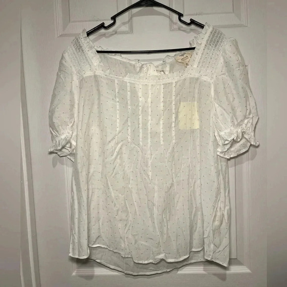 Perch by Blu Pepper Size 2x White Ruffle Sleeve Square Neck Semi Sheer Blouse - Picture 1 of 9